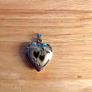 Silver heart locket necklace charm